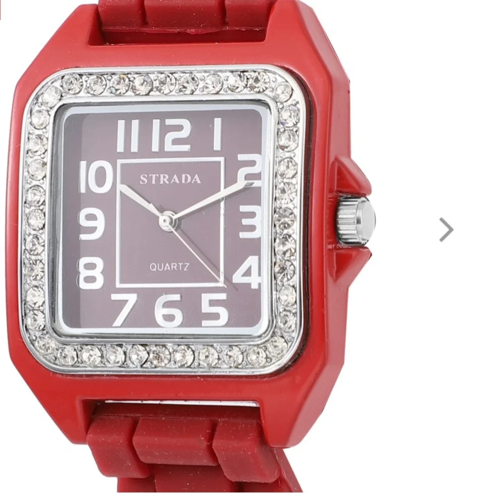 Watch with Red Silicone Strap